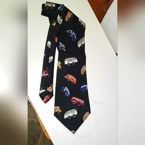 SCHOOL BUS NECKTIE Black Tie Colorful Busses From Various Countries